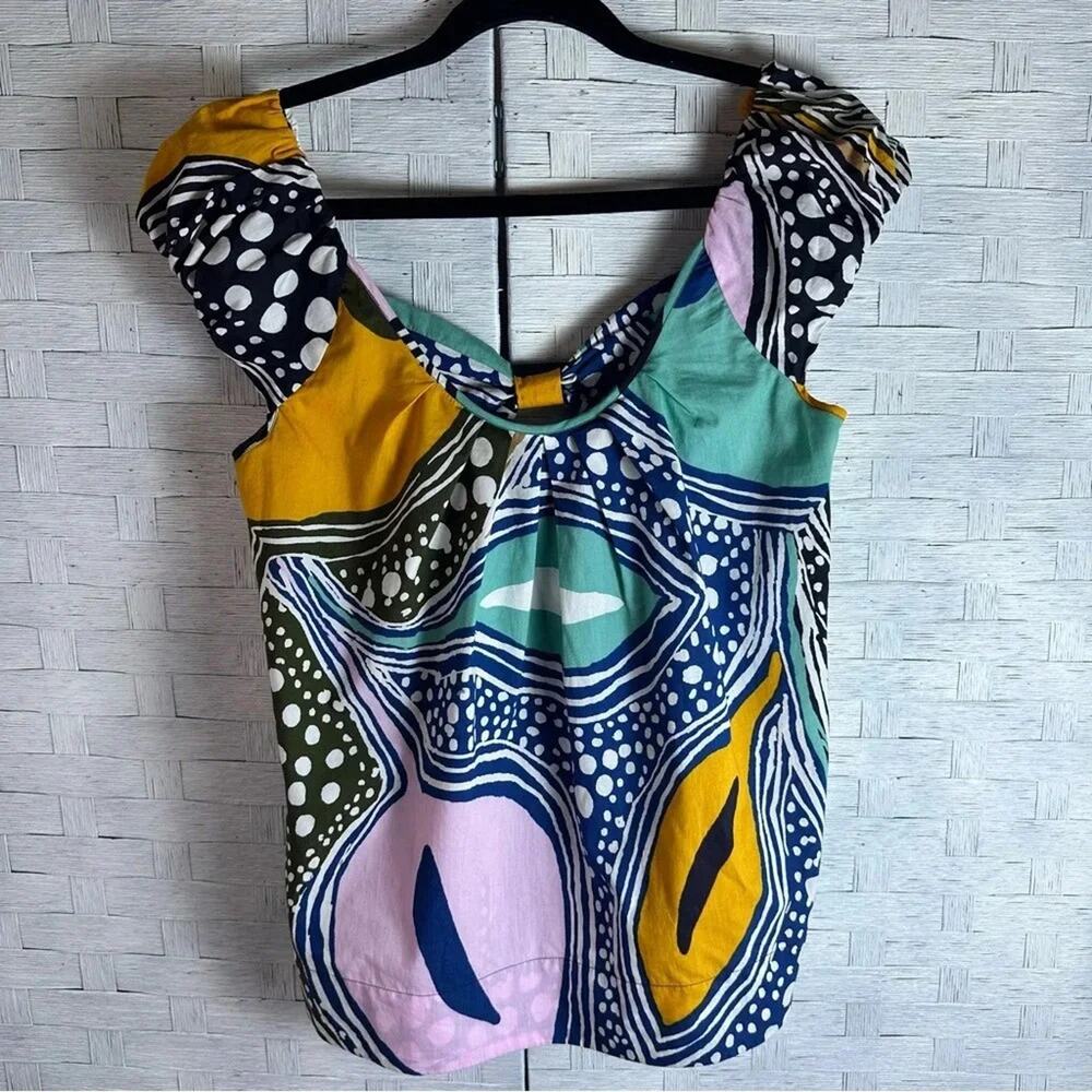 Diane Von Furstenberg Womens Blouse cotton Hutton colorful bowie‎ back feminine